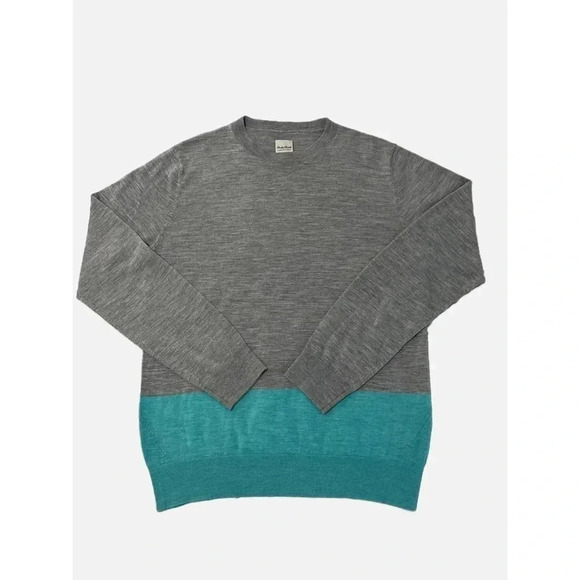 Hardy Amies Other - Hardy Amies Sweater Men’s Size L Gray Teal Merino Wool‎ Crew Savile Row London